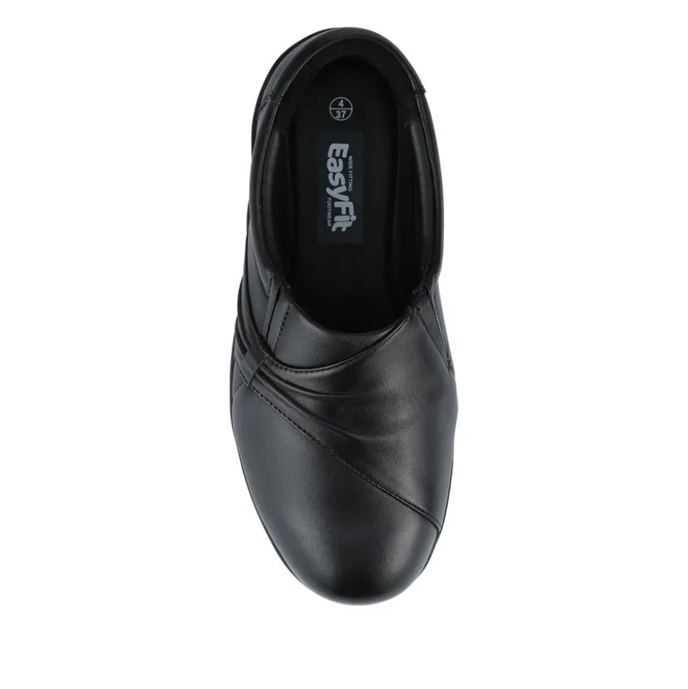 EasyFit Extra Wide Leather Slip-On Shoes - Black