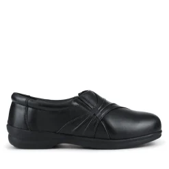EasyFit Extra Wide Leather Slip-On Shoes - Black