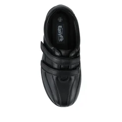 EasyFit Extra Wide Leather Touch-Fastening Shoes - Black