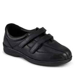 EasyFit Extra Wide Leather Touch-Fastening Shoes - Black