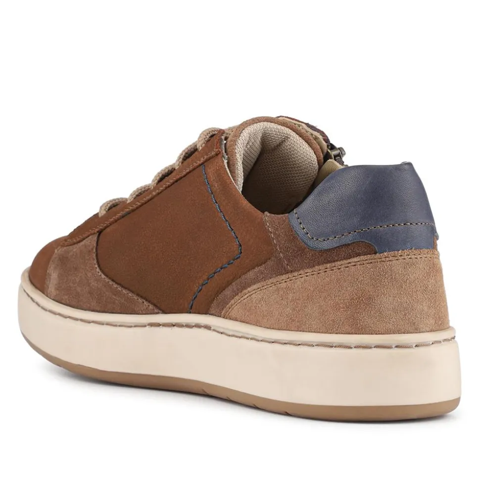 EasyFit Extra Wide Leather Zip-Up Trainers - Tan Multi