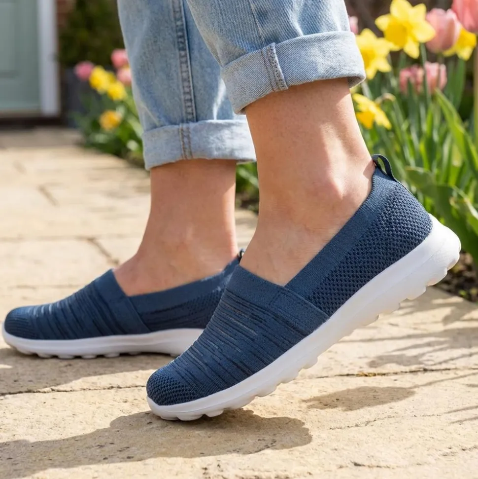 EasyFit Extra Wide Memory Foam Slip-Ons - Navy