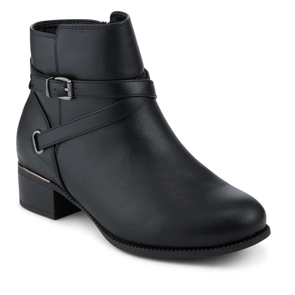 EasyFit Extra Wide Smart Zip Up Ankle Boots - Black