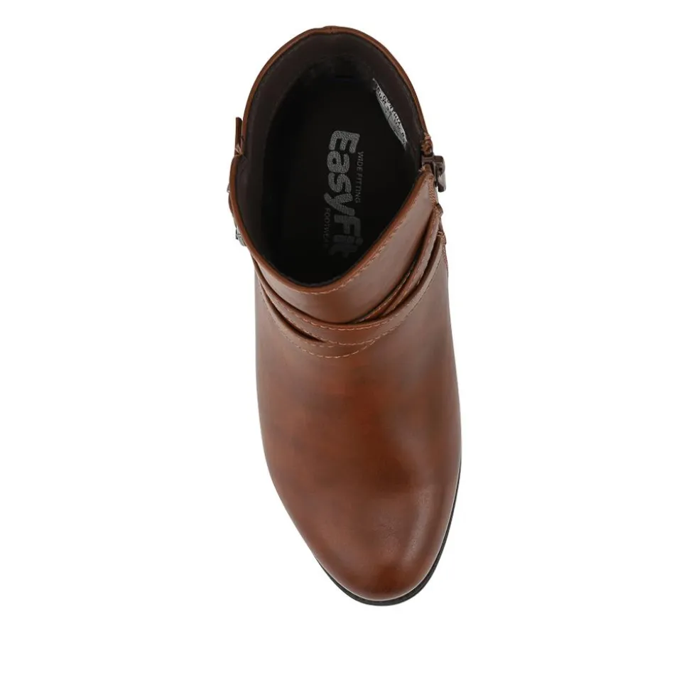 EasyFit Extra Wide Smart Zip Up Ankle Boots - Tan