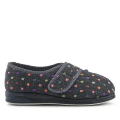 EasyFit Extra-Wide Touch-Fasten Slippers - Dark Grey