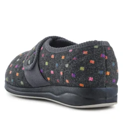 EasyFit Extra-Wide Touch-Fasten Slippers - Dark Grey