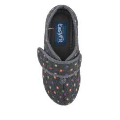 EasyFit Extra-Wide Touch-Fasten Slippers - Dark Grey