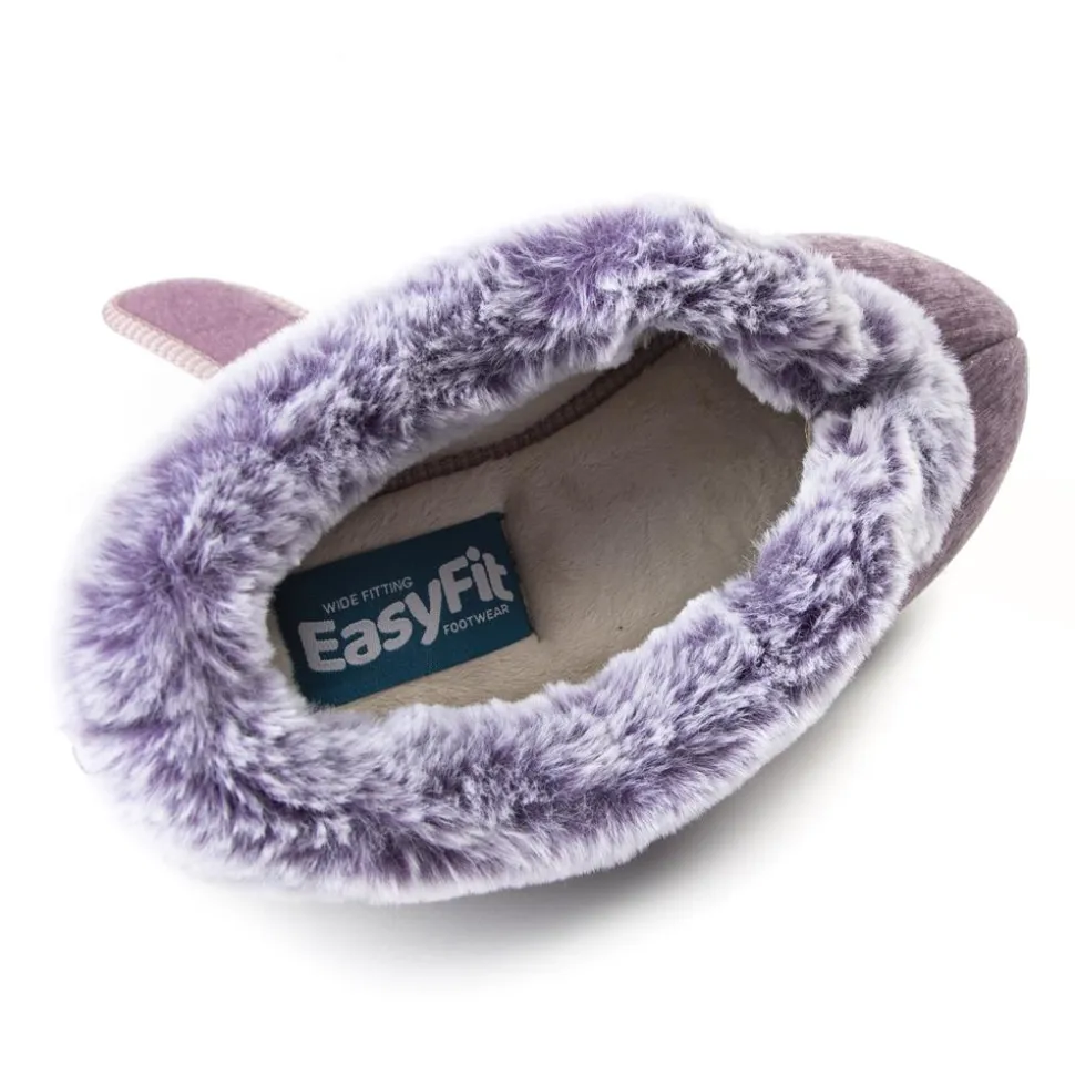 EasyFit Extra Wide Touch Fasten Slippers - Lavender