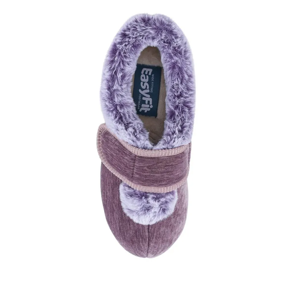 EasyFit Extra Wide Touch Fasten Slippers - Lavender