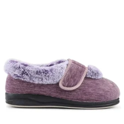 EasyFit Extra Wide Touch Fasten Slippers - Lavender