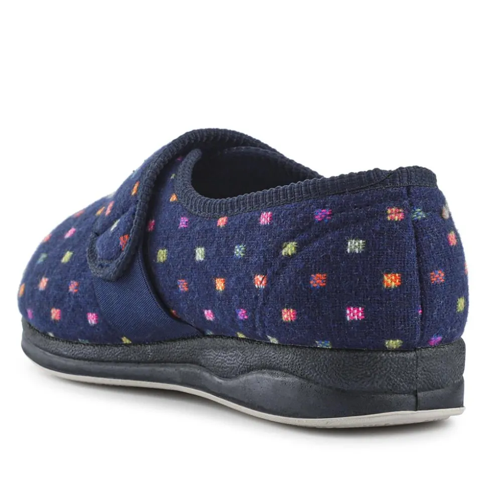 EasyFit Extra-Wide Touch-Fasten Slippers - Navy