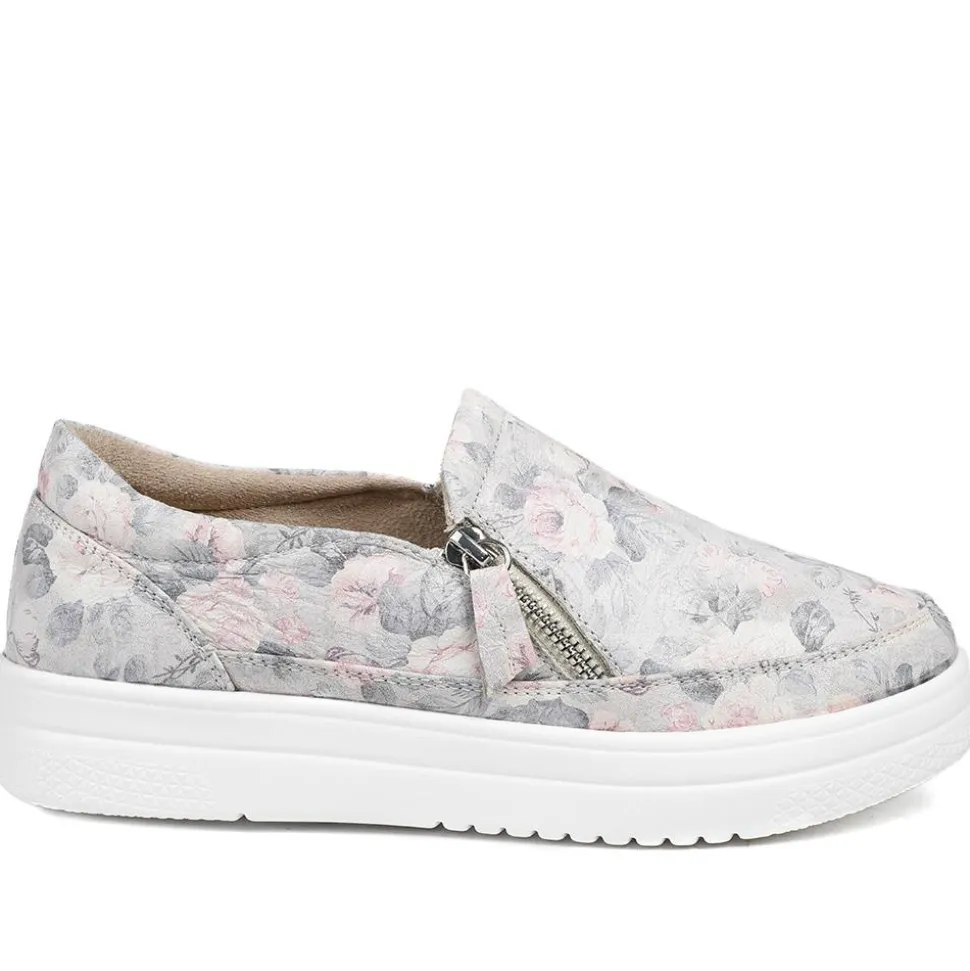 EasyFit Extra Wide Zip Detail Slip On Shoes - Floral