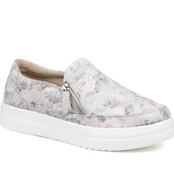 EasyFit Extra Wide Zip Detail Slip On Shoes - Floral