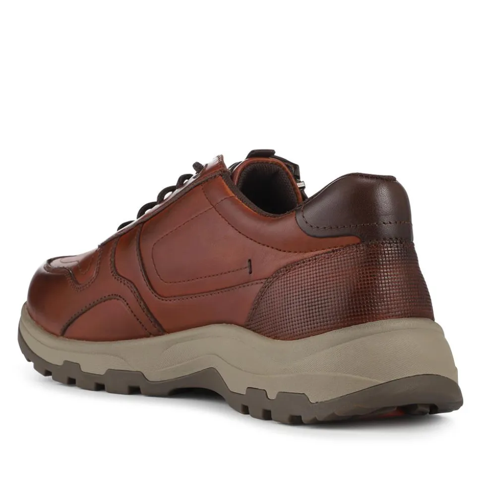 EasyFit Extra Wide Zip & Lace Casual Shoes - Cognac