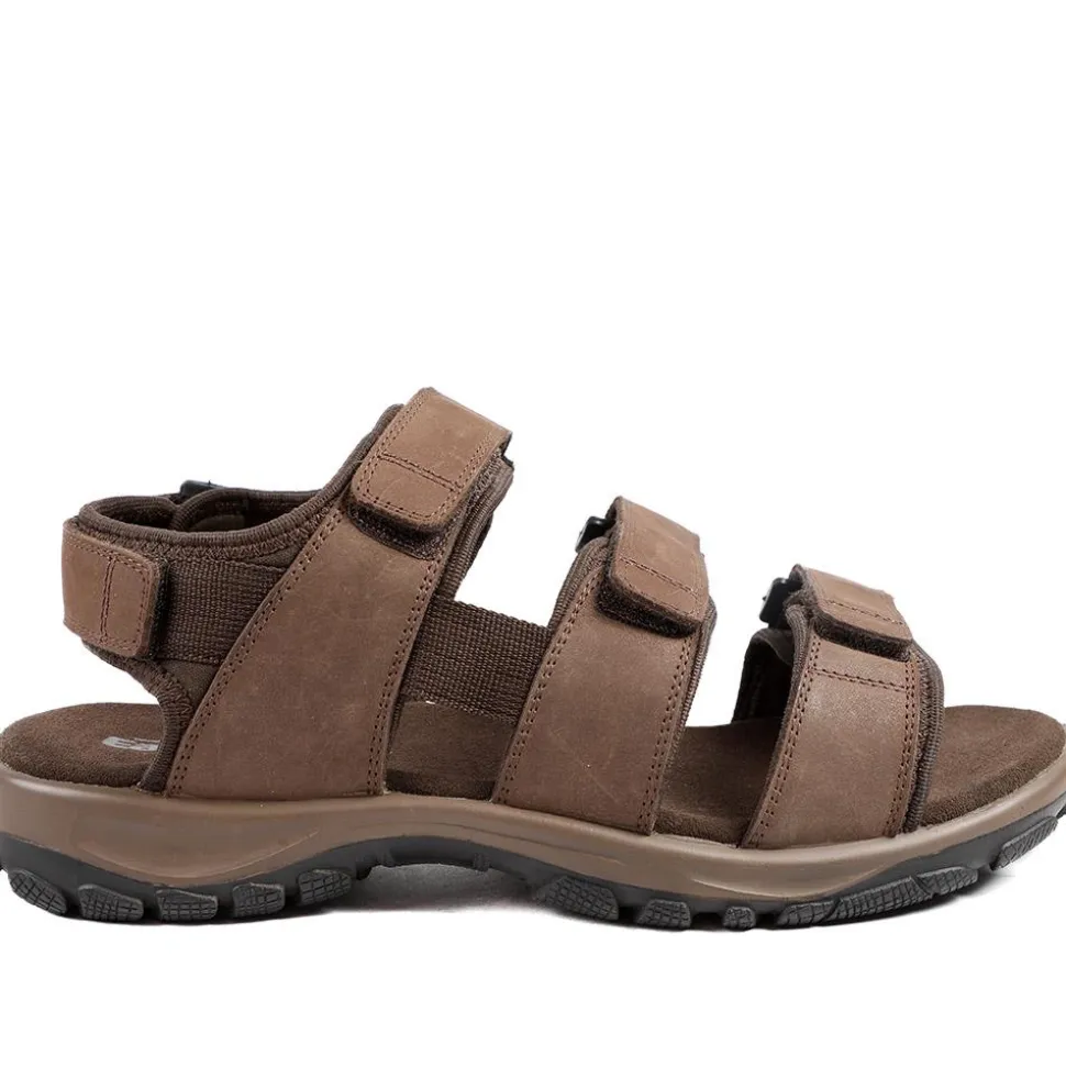 EasyFit Julius Extra Wide Leather Sandals - Dark Brown
