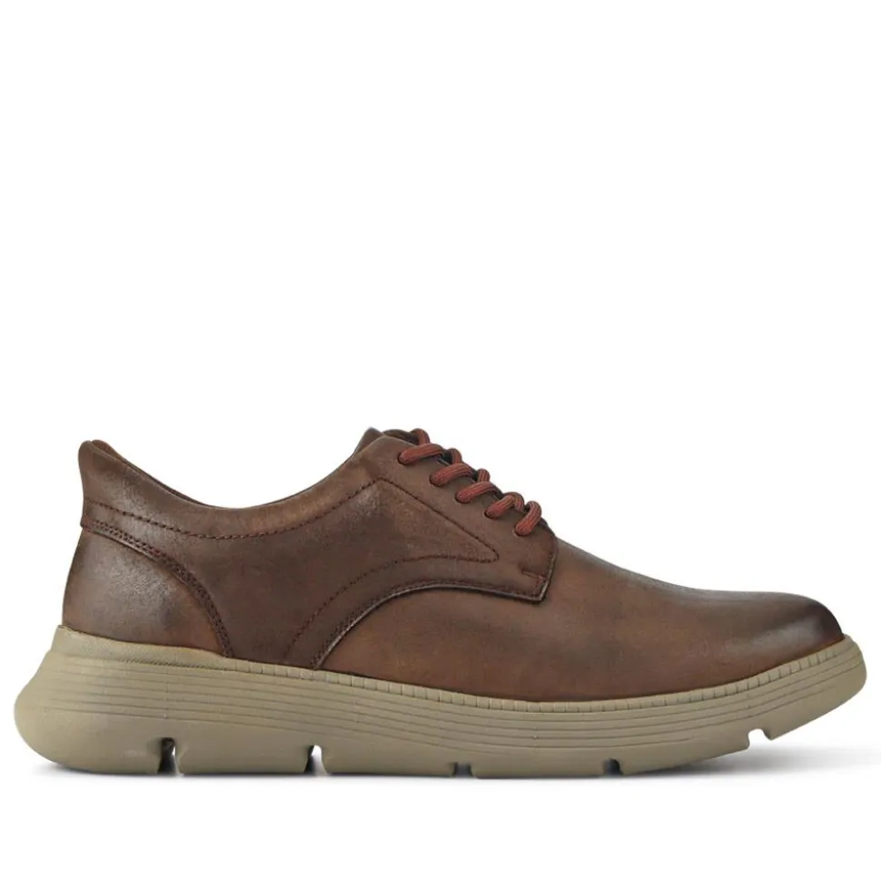 Easy Step In Casual Leather Lace Up Shoes - Brown