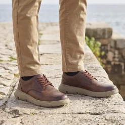 Easy Step In Casual Leather Lace Up Shoes - Brown