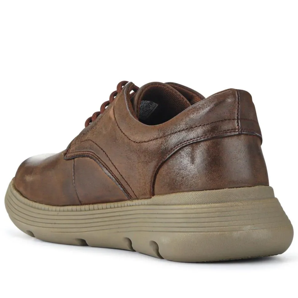 Easy Step In Casual Leather Lace Up Shoes - Brown