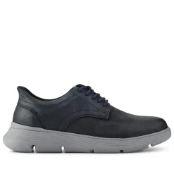 Easy Step In Casual Leather Lace Up Shoes - Navy