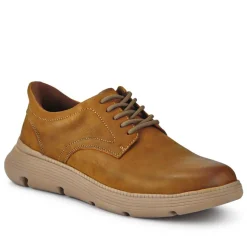 Easy Step In Casual Leather Lace Up Shoes - Tan