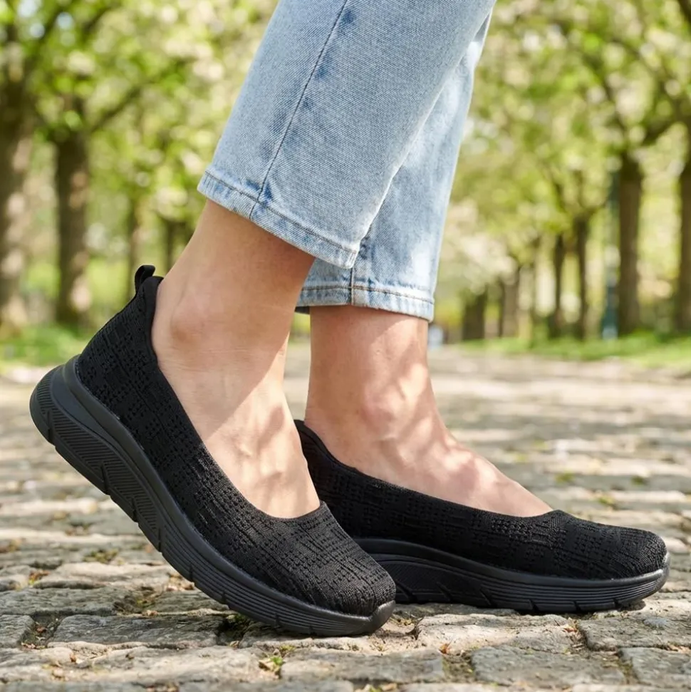 Easy Step In Comfort Wedge Shoes - Black