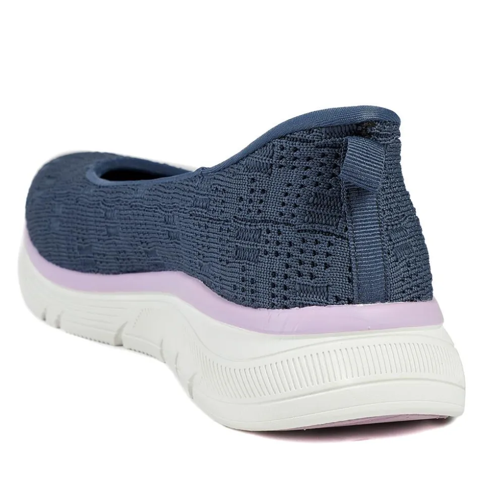 Easy Step In Comfort Wedge Shoes - Navy