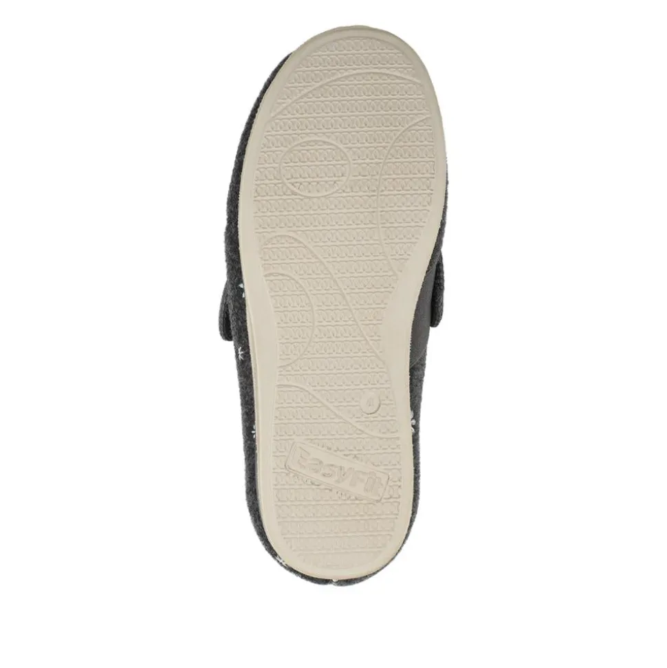 Easy Step In Extra Wide Adjustable Fasten Slippers - Grey