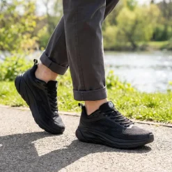 Easy Step In Memory Foam Lace Up Trainers - Black