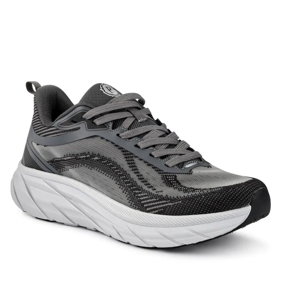 Easy Step In Memory Foam Lace Up Trainers - Grey