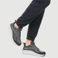 Easy Step In Memory Foam Lace Up Trainers - Grey