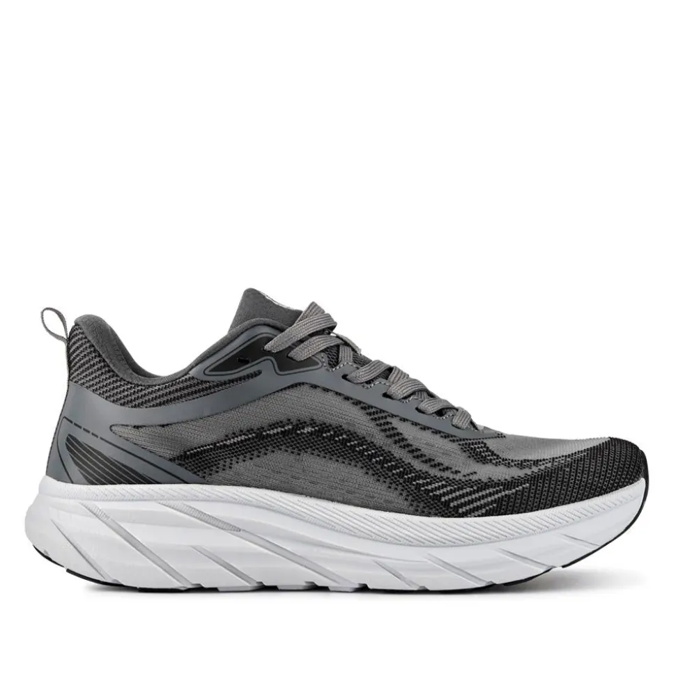 Easy Step In Memory Foam Lace Up Trainers - Grey