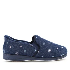 Easy Step In Memory Foam Slippers - Navy