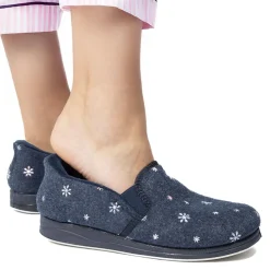 Easy Step In Memory Foam Slippers - Navy