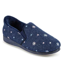 Easy Step In Memory Foam Slippers - Navy