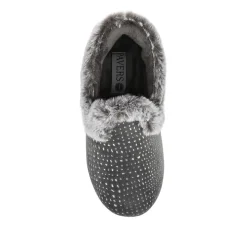 Easy Step In Wide Fit Fur Cuff Slippers - Grey