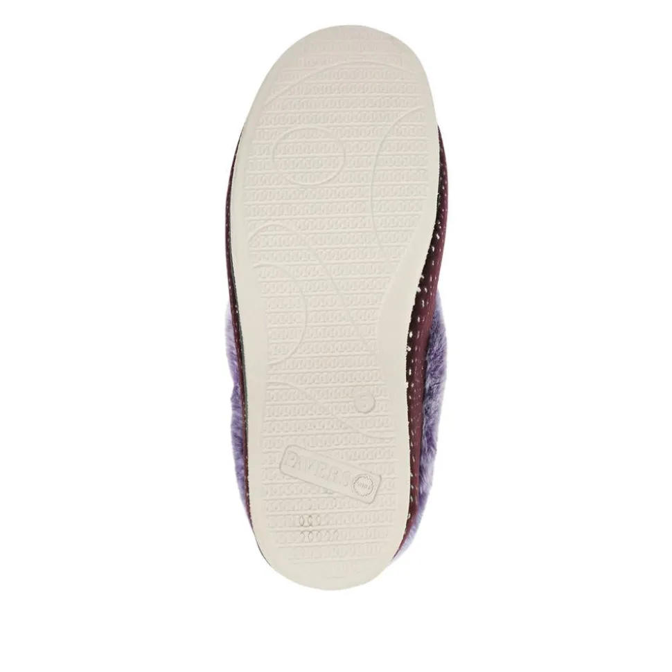 Easy Step In Wide Fit Fur Cuff Slippers - Plum
