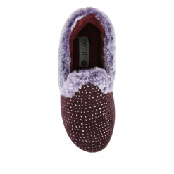 Easy Step In Wide Fit Fur Cuff Slippers - Plum