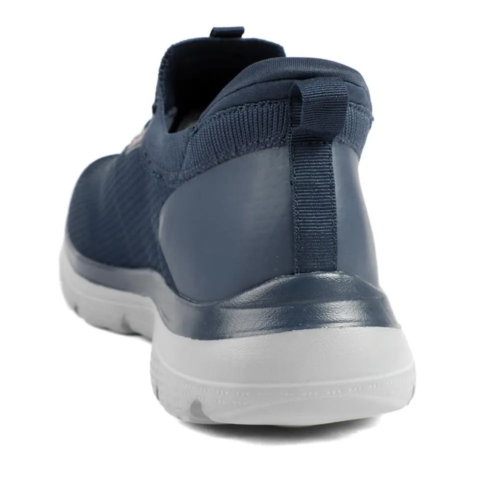 Easy Step In Wide Fit Memory Foam Lace Up Trainers - Navy