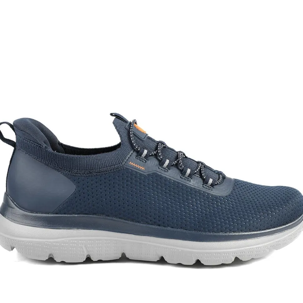 Easy Step In Wide Fit Memory Foam Lace Up Trainers - Navy