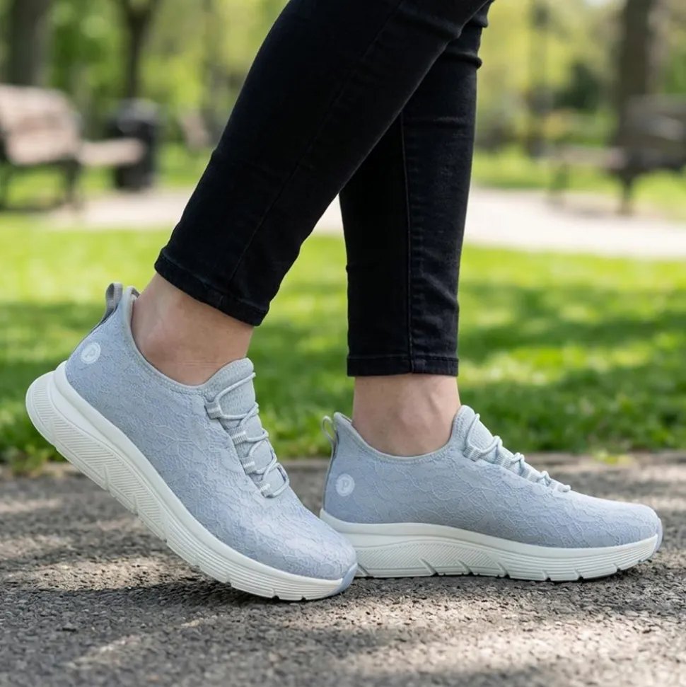 Easy Step In Wide Fit Memory Foam Trainers - Blue