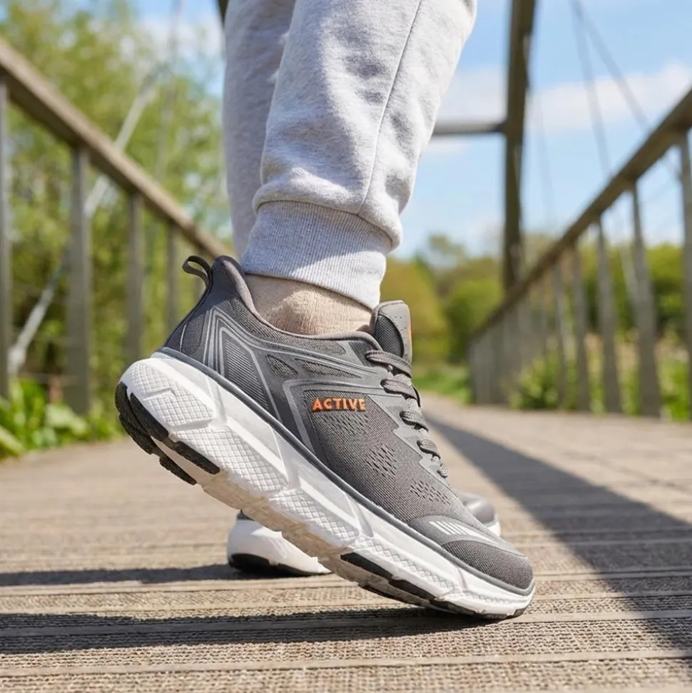 Easy Step In Wide Fit Memory Foam Trainers - Grey