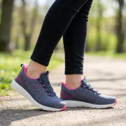 Easy Step In Wide Fit Memory Foam Trainers - Navy