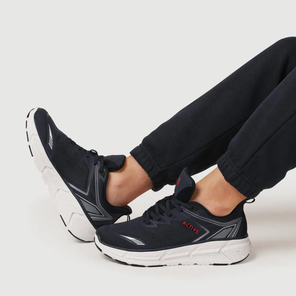 Easy Step In Wide Fit Memory Foam Trainers - Navy