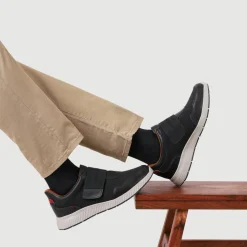 Easy Step In Wide Fit Touch Fastening Trainers - Navy
