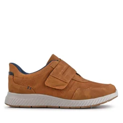Easy Step In Wide Fit Touch Fastening Trainers - Tan