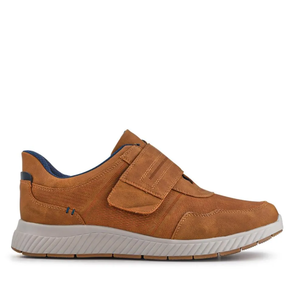 Easy Step In Wide Fit Touch Fastening Trainers - Tan