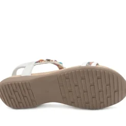 Elasticated Beaded Slip On Sandals - White