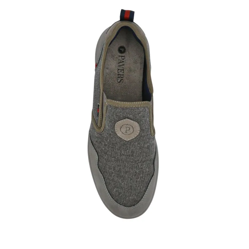 Elasticated Fabric Slip-Ons - Grey Multi