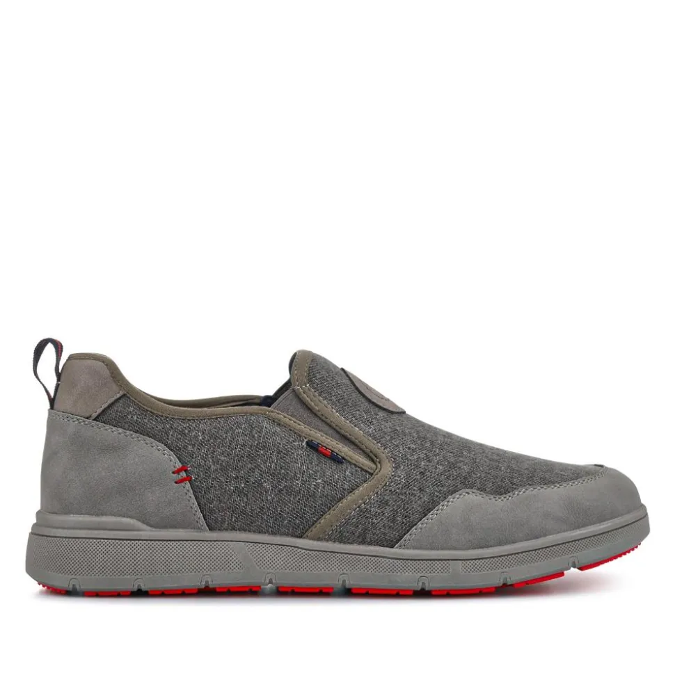 Elasticated Fabric Slip-Ons - Grey Multi