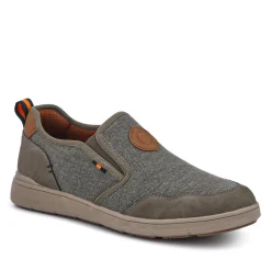 Elasticated Fabric Slip-Ons - Khaki Multi